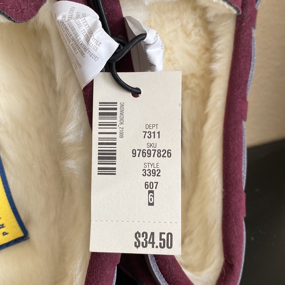 Prince & Fox Fur Lined Shoes, Size US 6W, Maroon, New with Tag - Picture 2 of 9